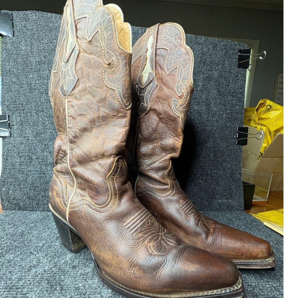 JB Dillon Women Brown Genuine Goat Leather Western Cowboy Boot JBW5001 Size 11 B